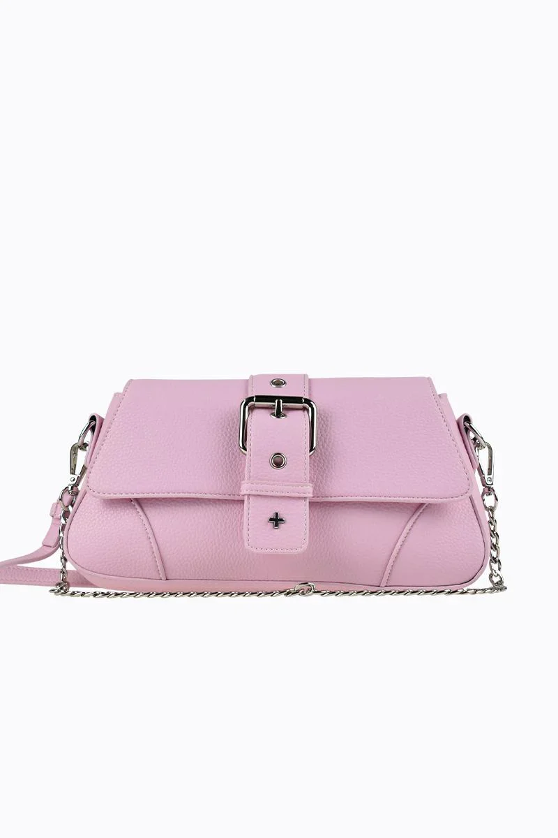 Peta And Jain Maddy Buckle Shoulder Bag Chain Pink