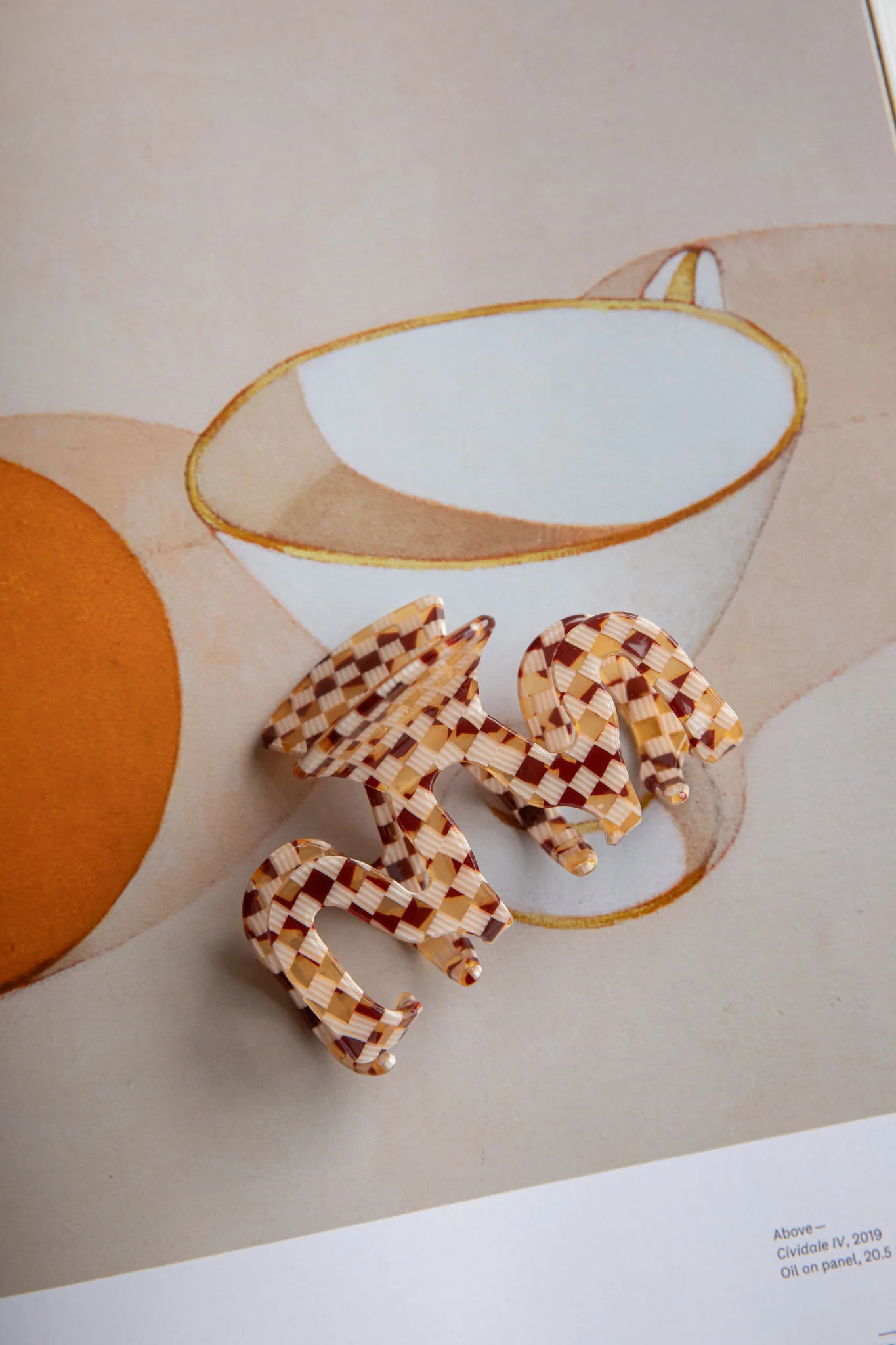 Harley Checkered Hair Clip Brown