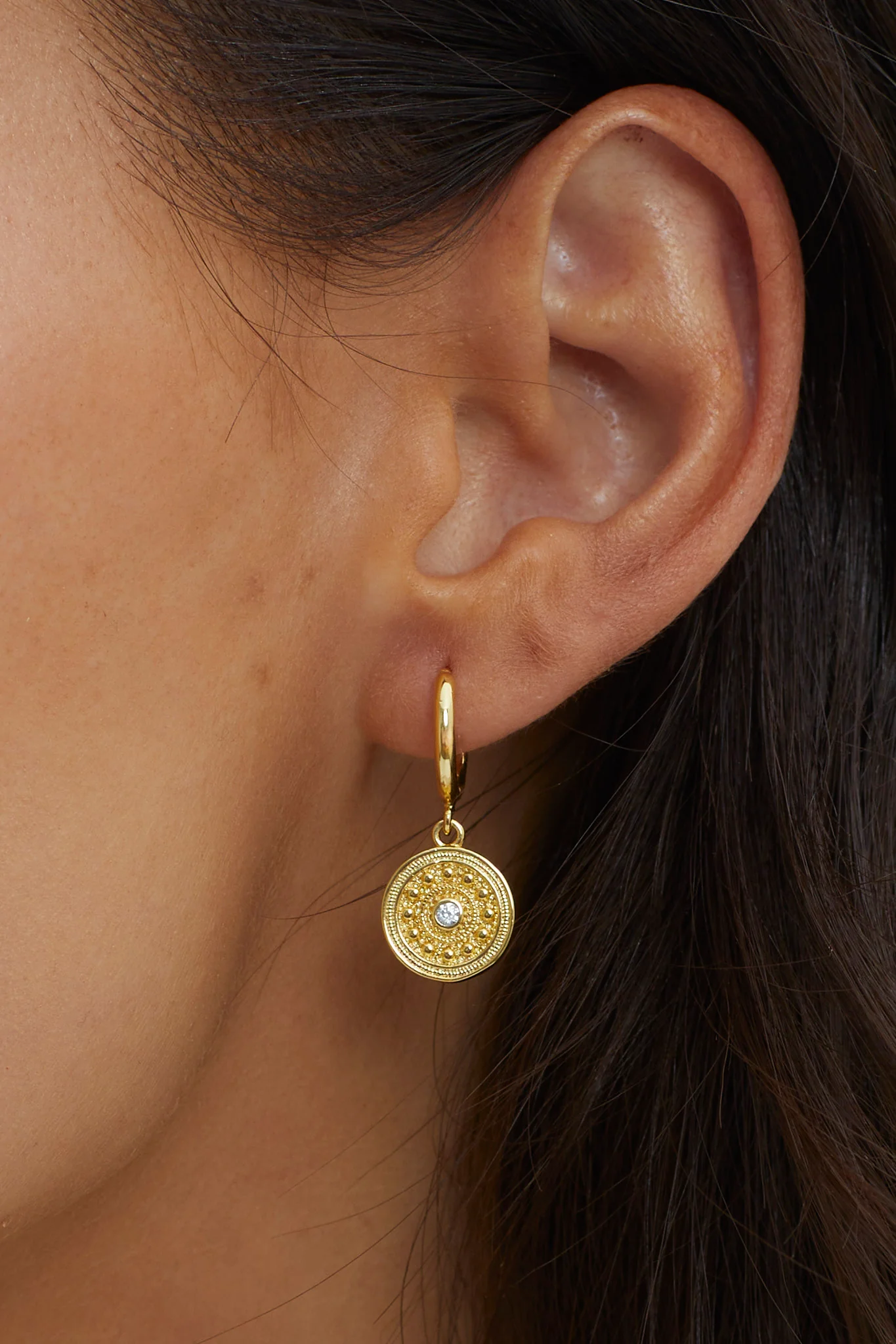 Inca Coin Dangle Earrings Gold