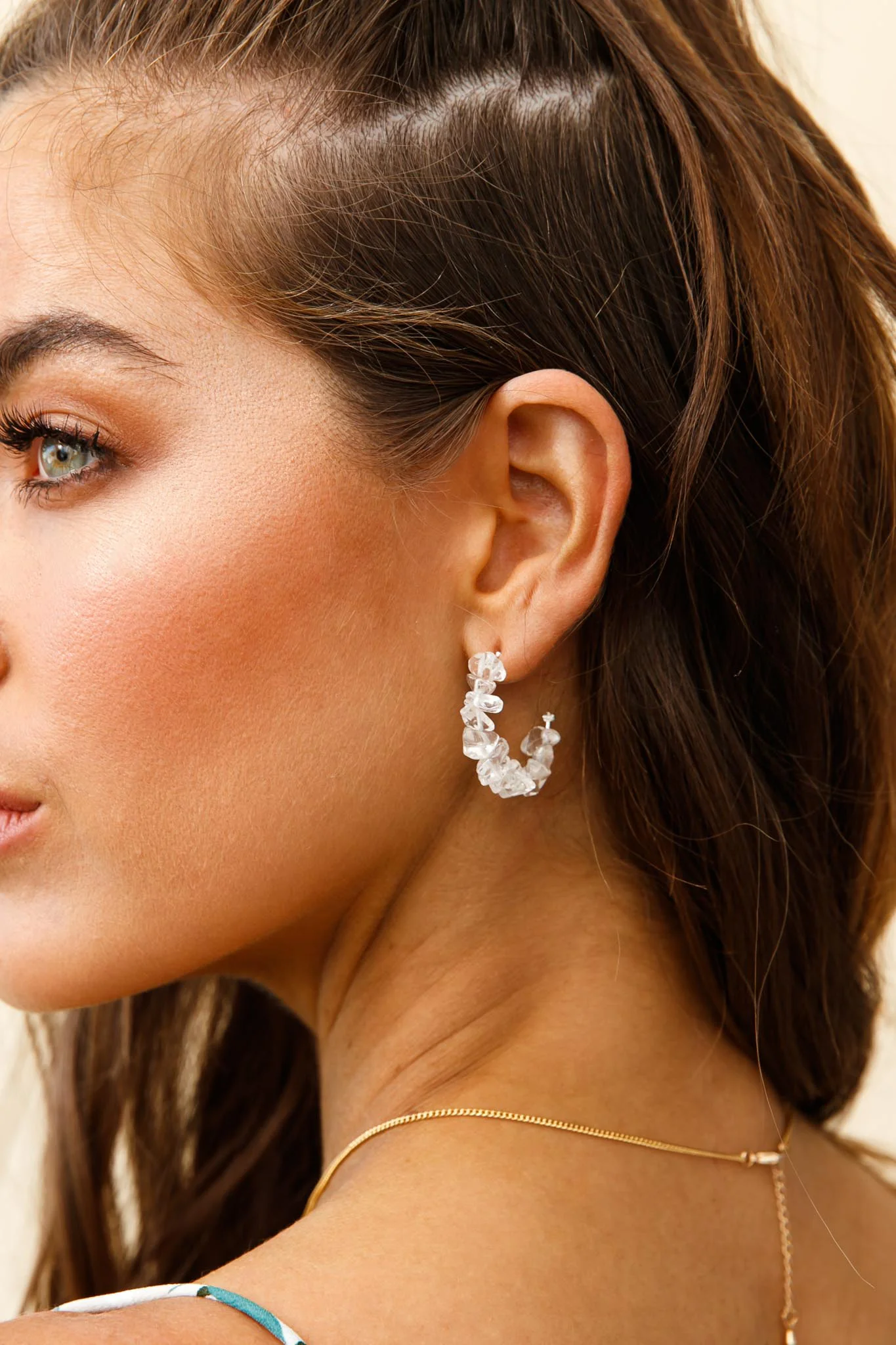 Jasmine Raw Cut Earrings Clear