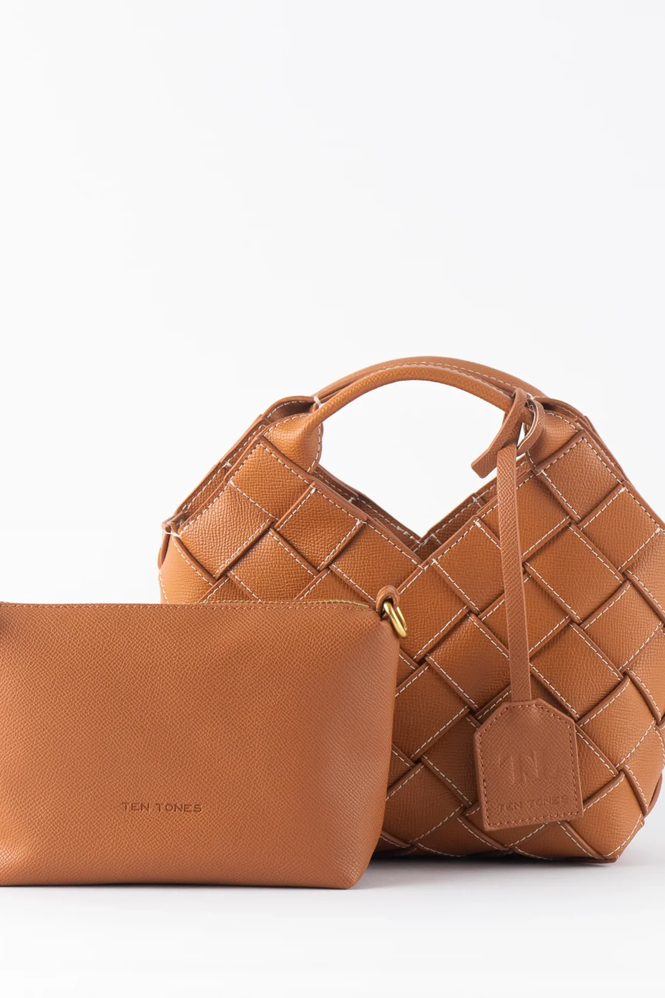 TEN TONES Clementine Woven Mini Tote Orange