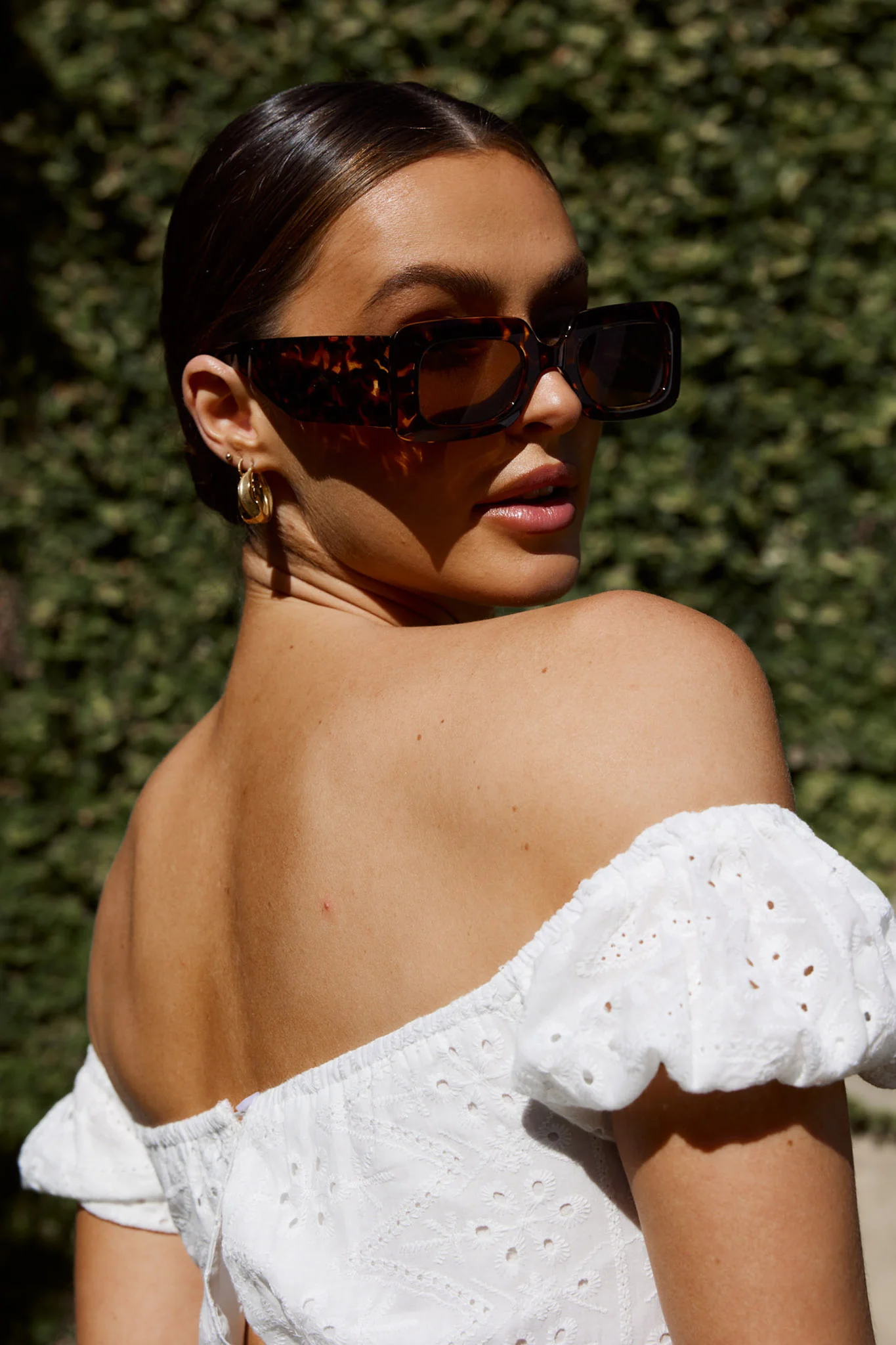 Hailey Rectangular Sunglasses Tortoiseshell Brown