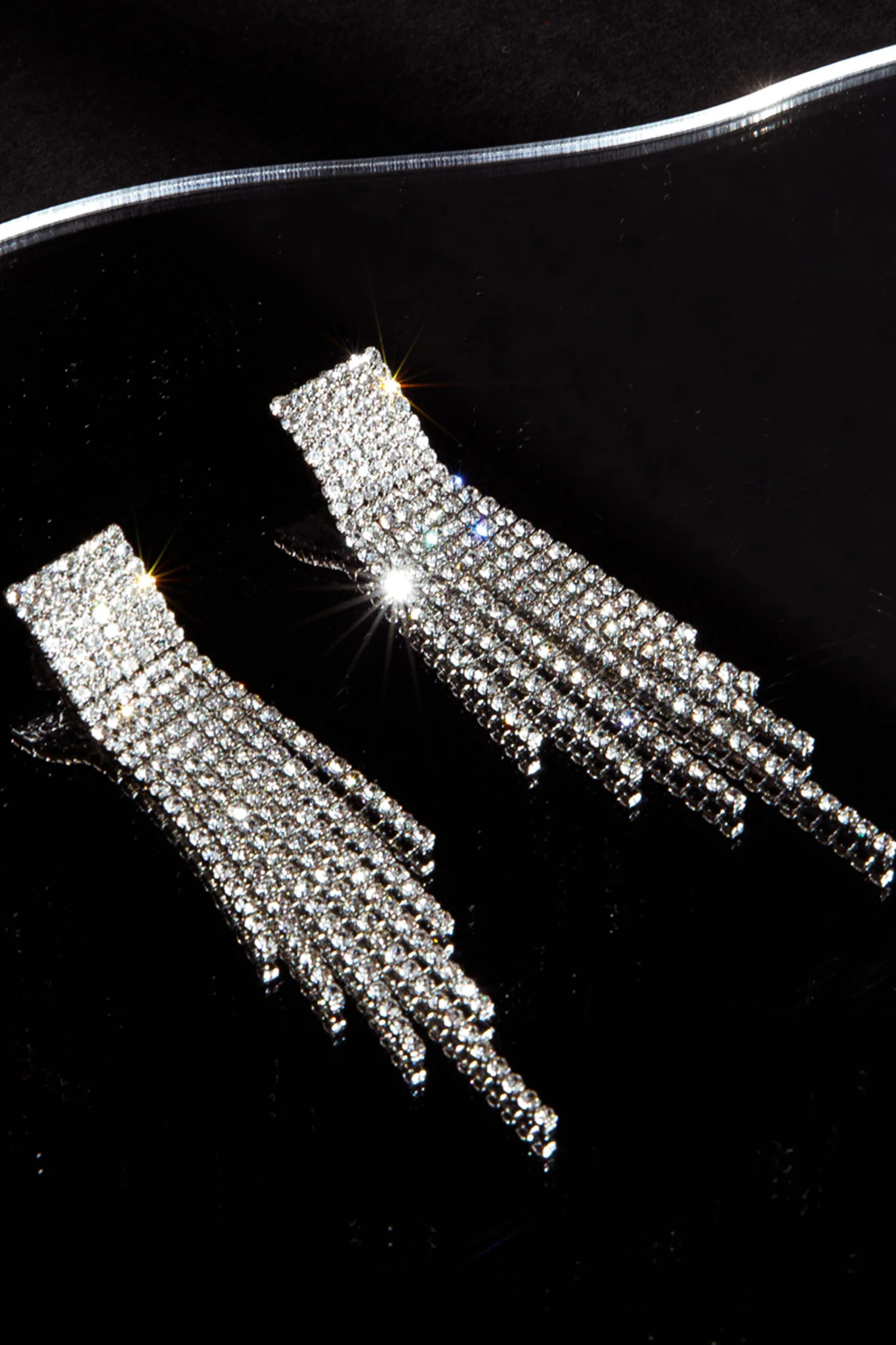 Zarah Diamante Tassel Earrings Silver