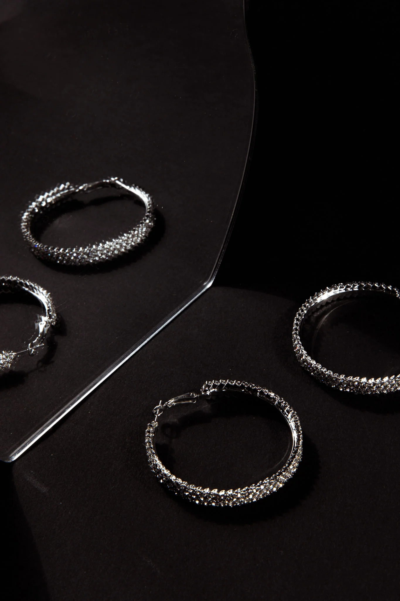 Maddy Diamante Hoop Earrings Silver