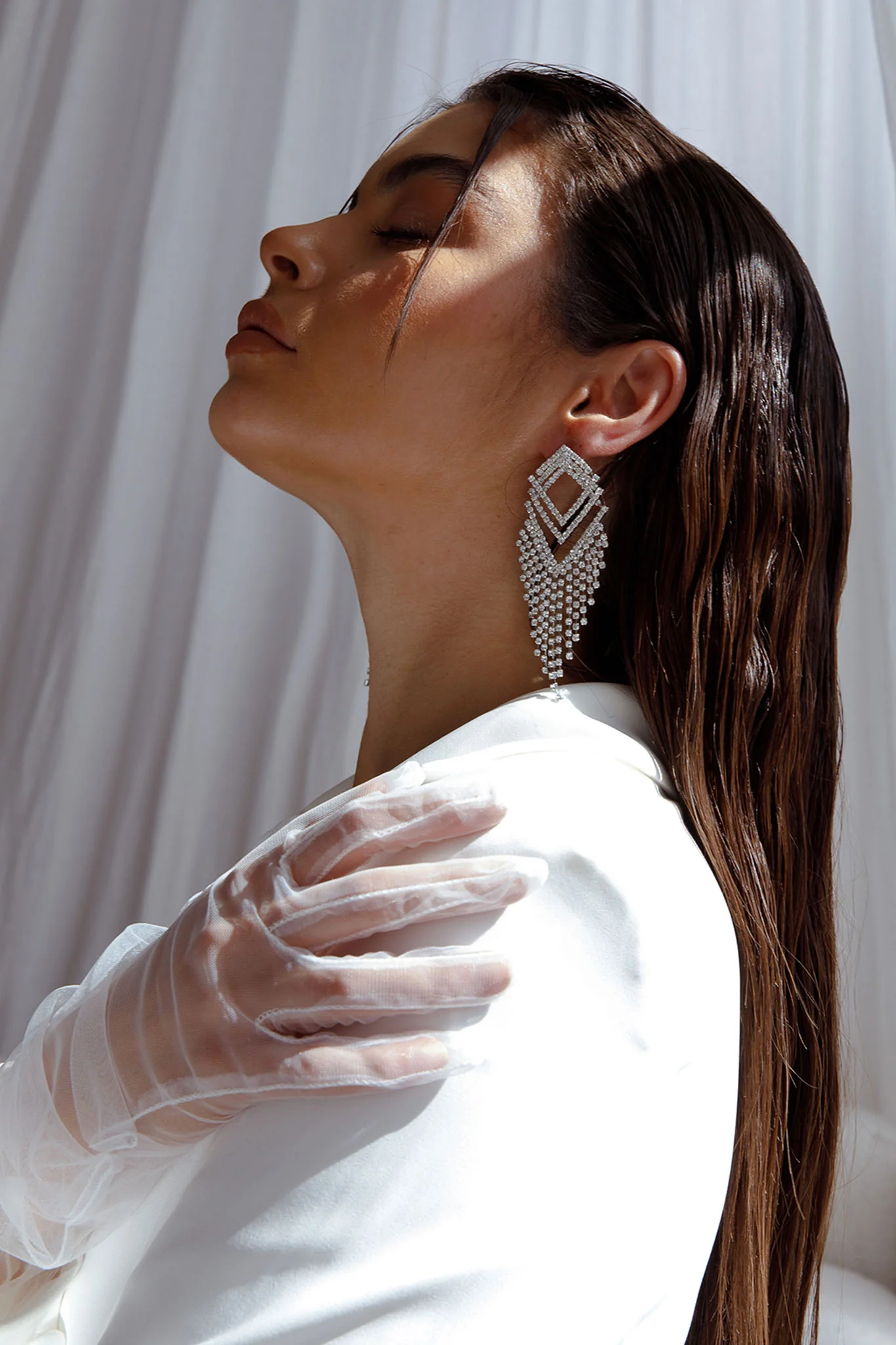 Kate Diamante Kite Drop Earrings Silver