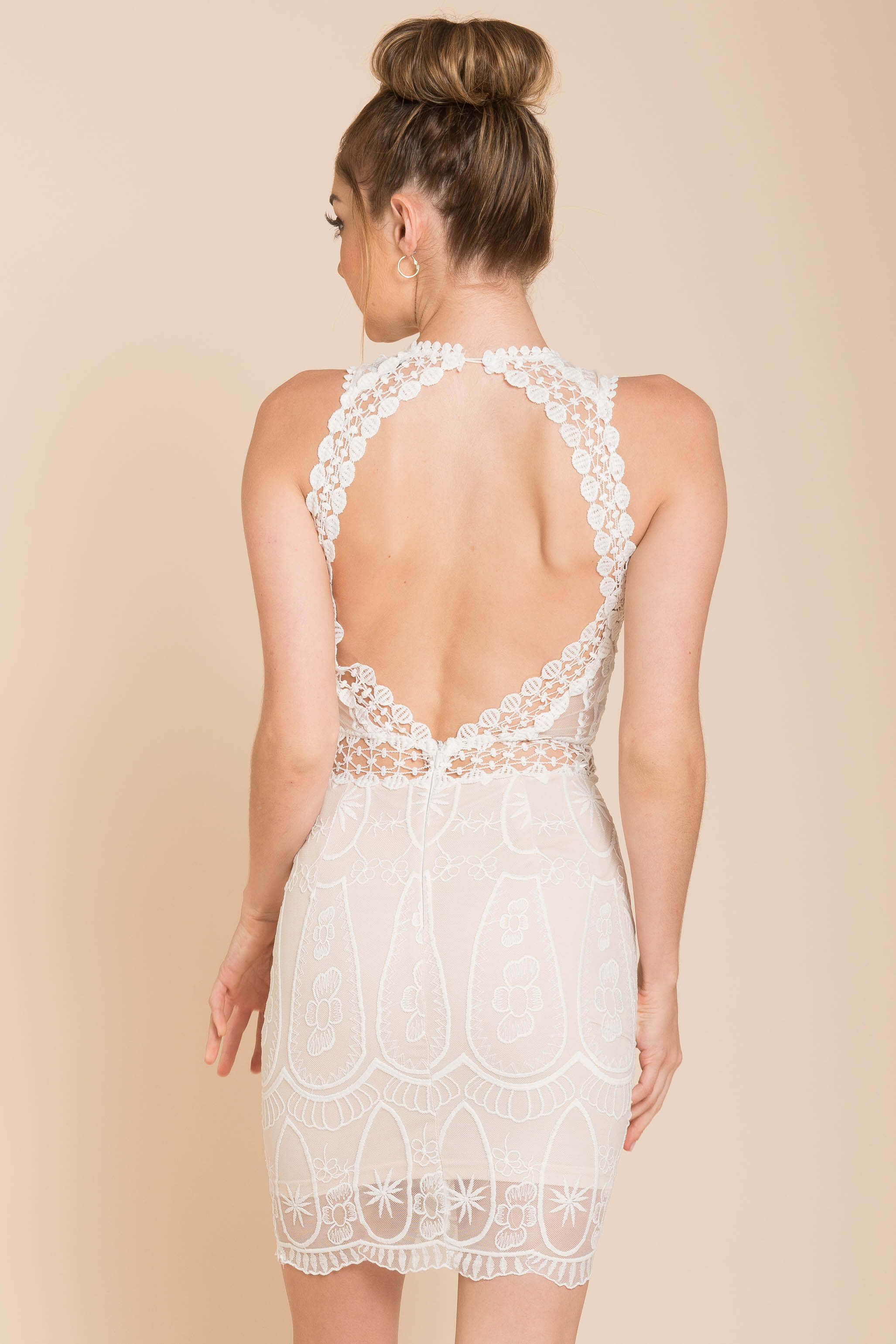 Paris Lacey Bodycon Dress White