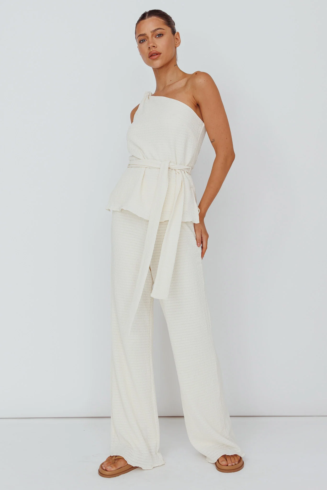 Austin City Textured Pants Cream