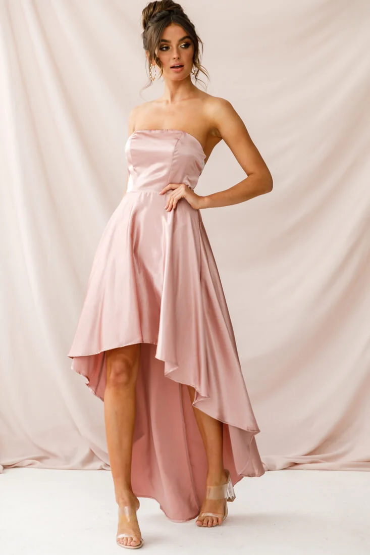 Belle Strapless High-Low Hem Dress Mocha