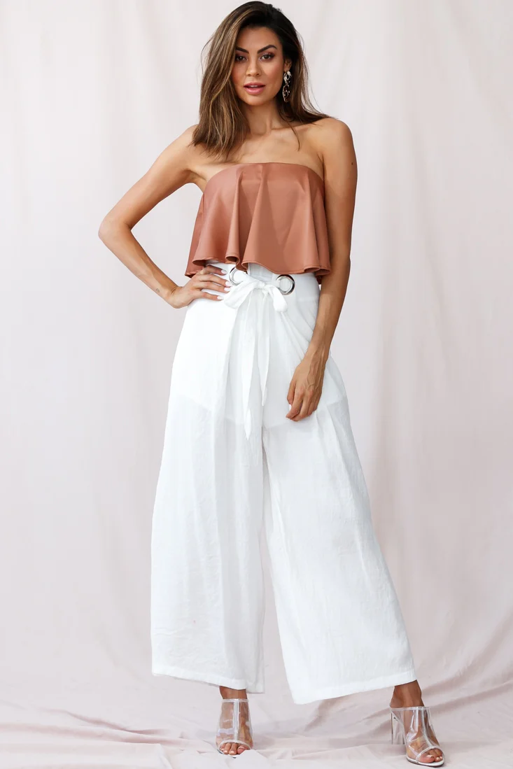 Saigon Wide Leg Eyelet Pants White