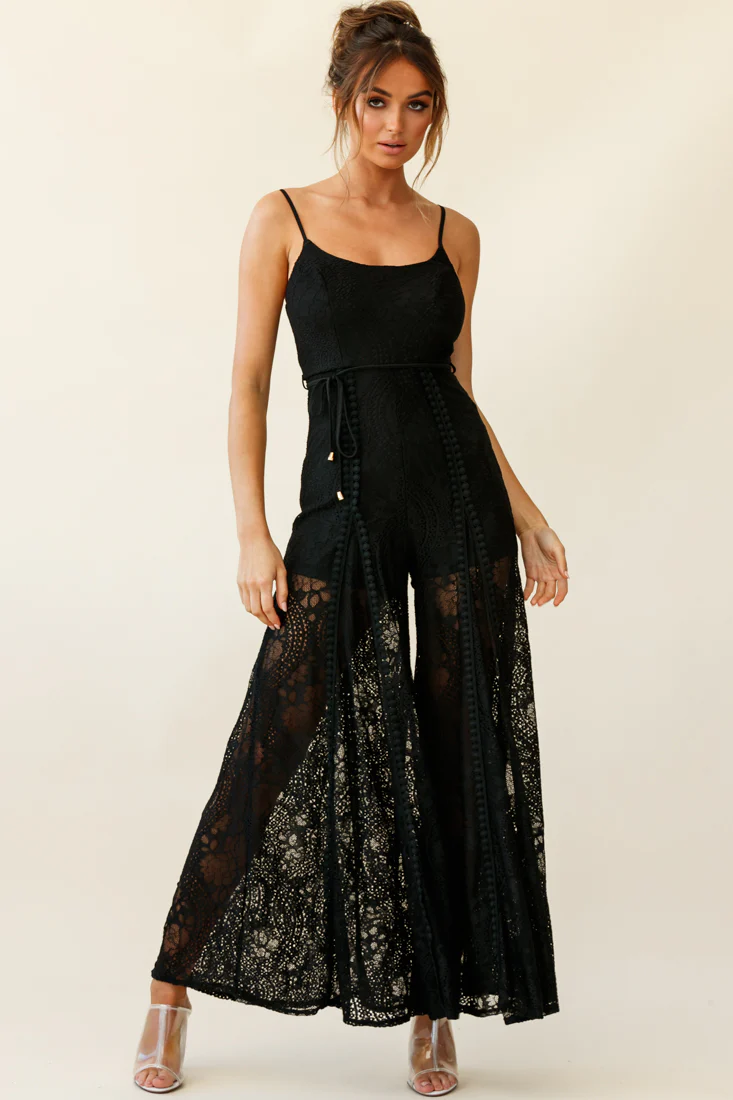 Palm Springs Lace Jumpsuit Black