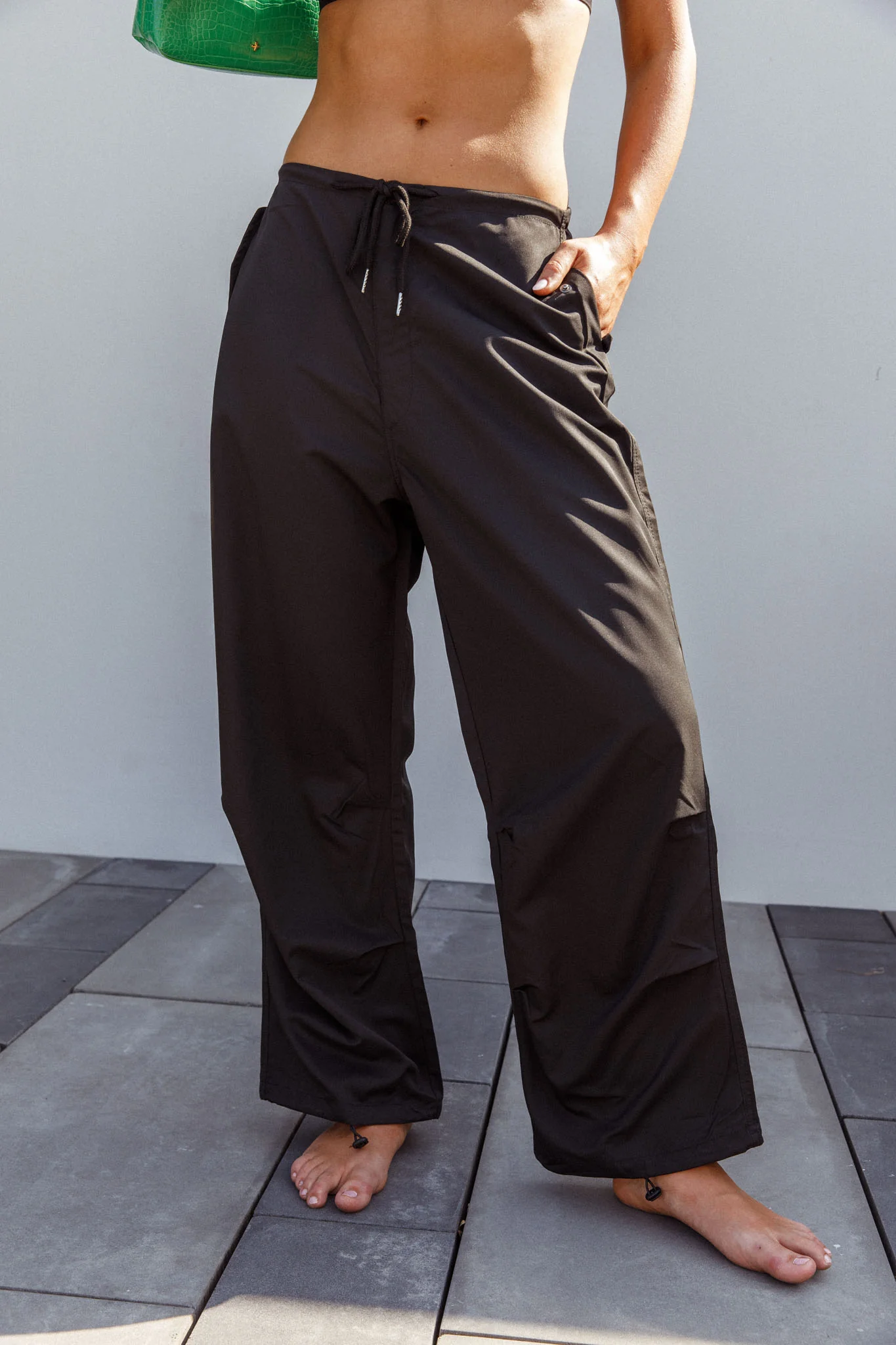 Starting Line Low Rise Wide Leg Pants Black