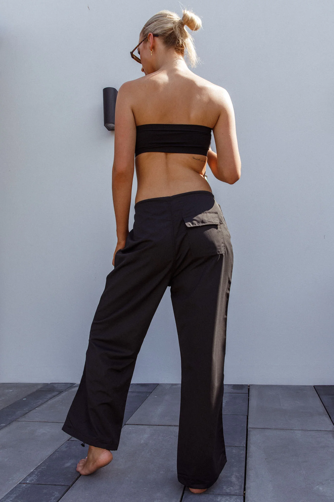 Starting Line Low Rise Wide Leg Pants Black