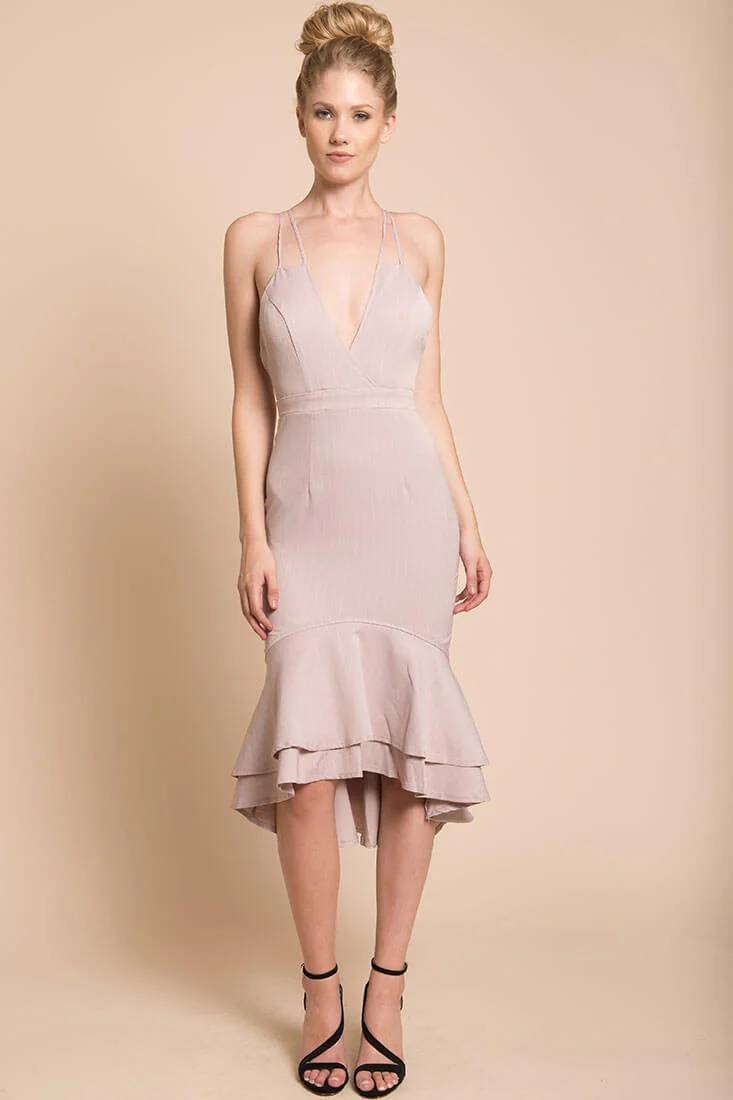 Avery Thin Strap Wedding Guest Dress Blush