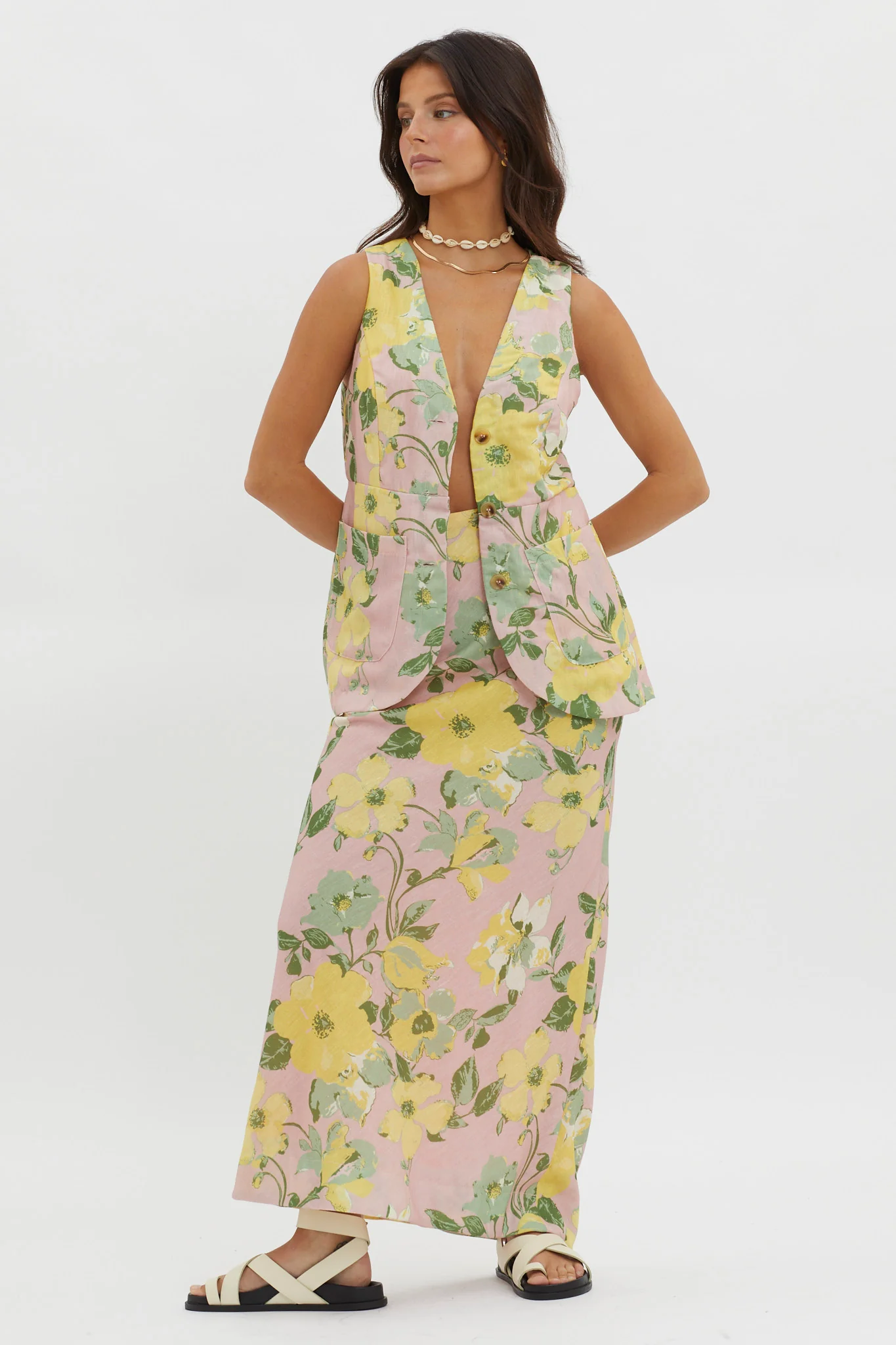 Philomena Midi Skirt Floral Blush