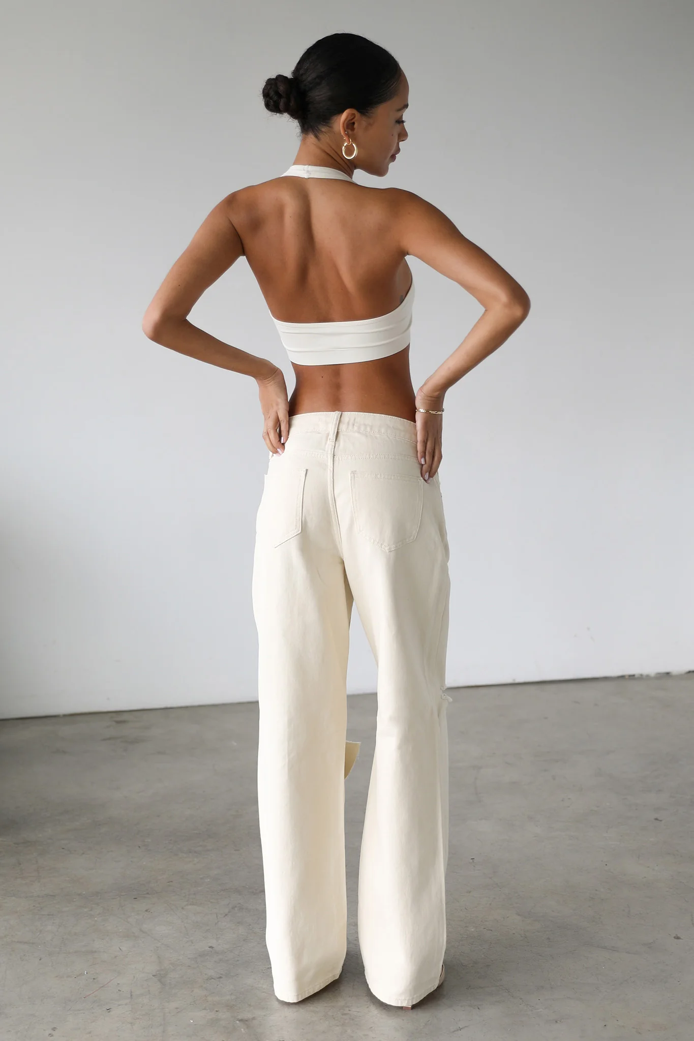 DOGMA Straight Wide Leg Skater Denim Jeans Cream