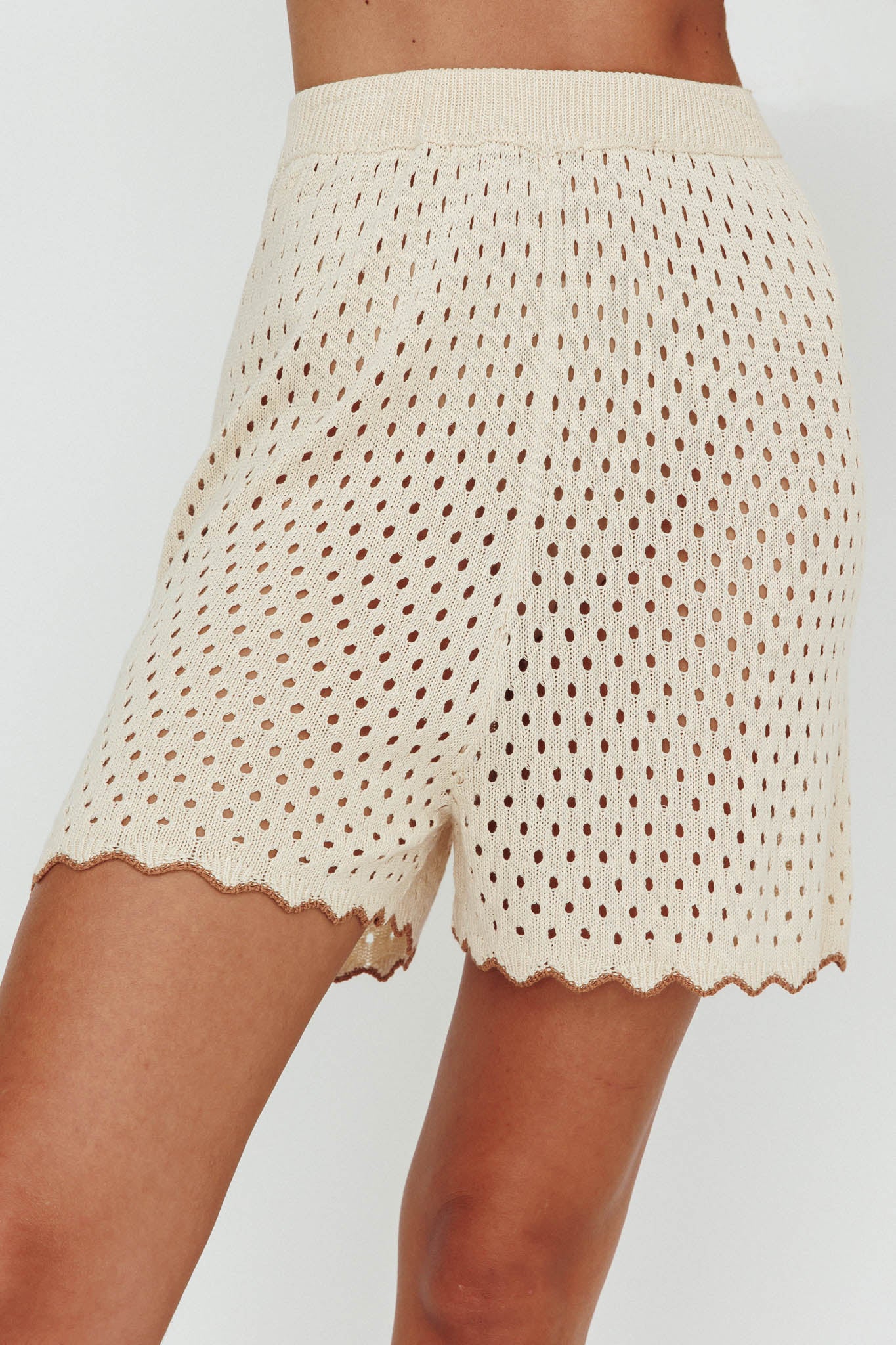 Just A Hunch Crochet Shorts Nutmeg/Shell