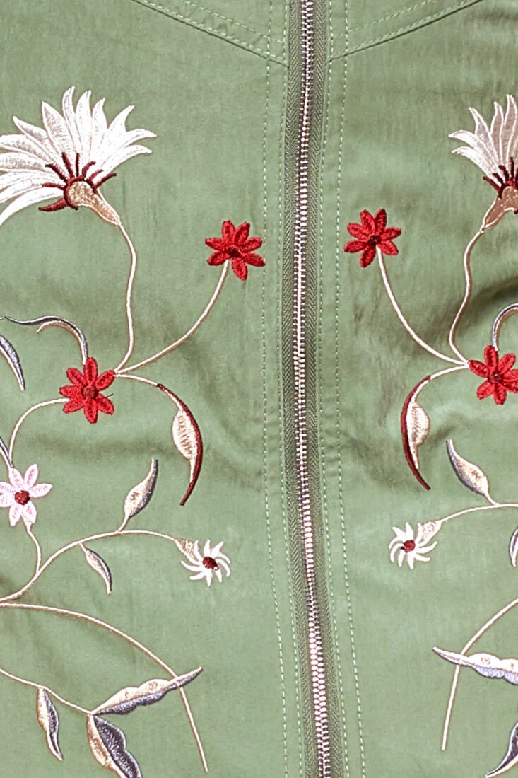 Giovanna Floral Embroidered Mini Skirt Green Sage