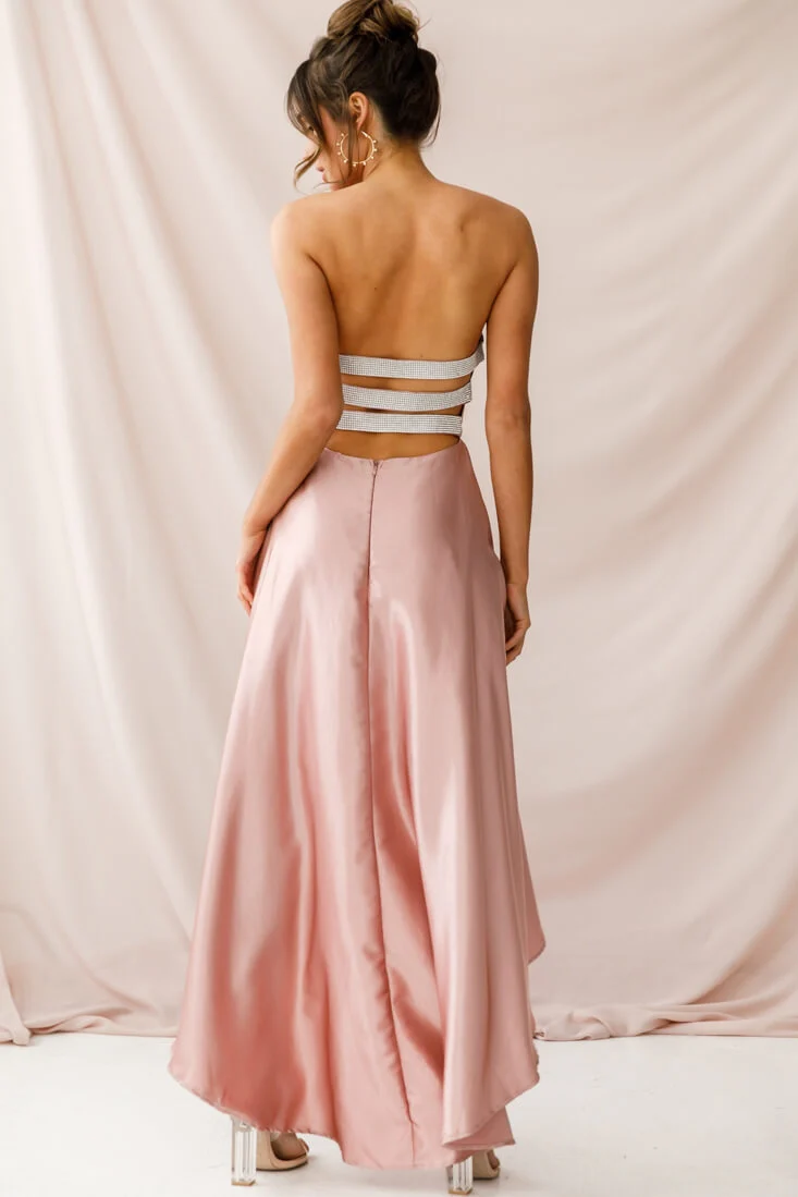 Belle Strapless High-Low Hem Dress Mocha