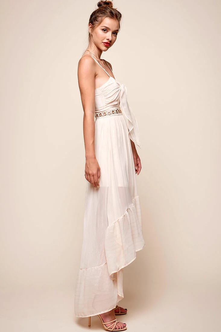 Riviera High-Low Hem Dress Beige