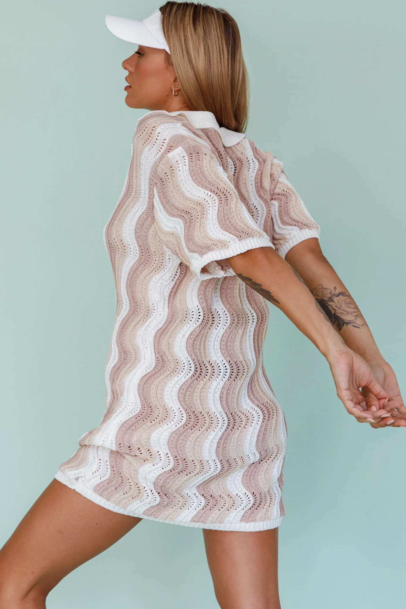 Glennon Crochet Shirt Dress Beige