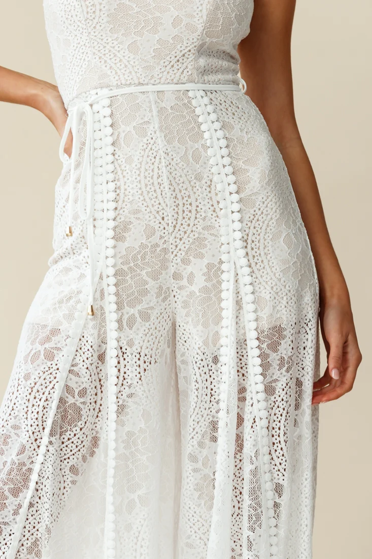 Palm Springs Lace Jumpsuit White