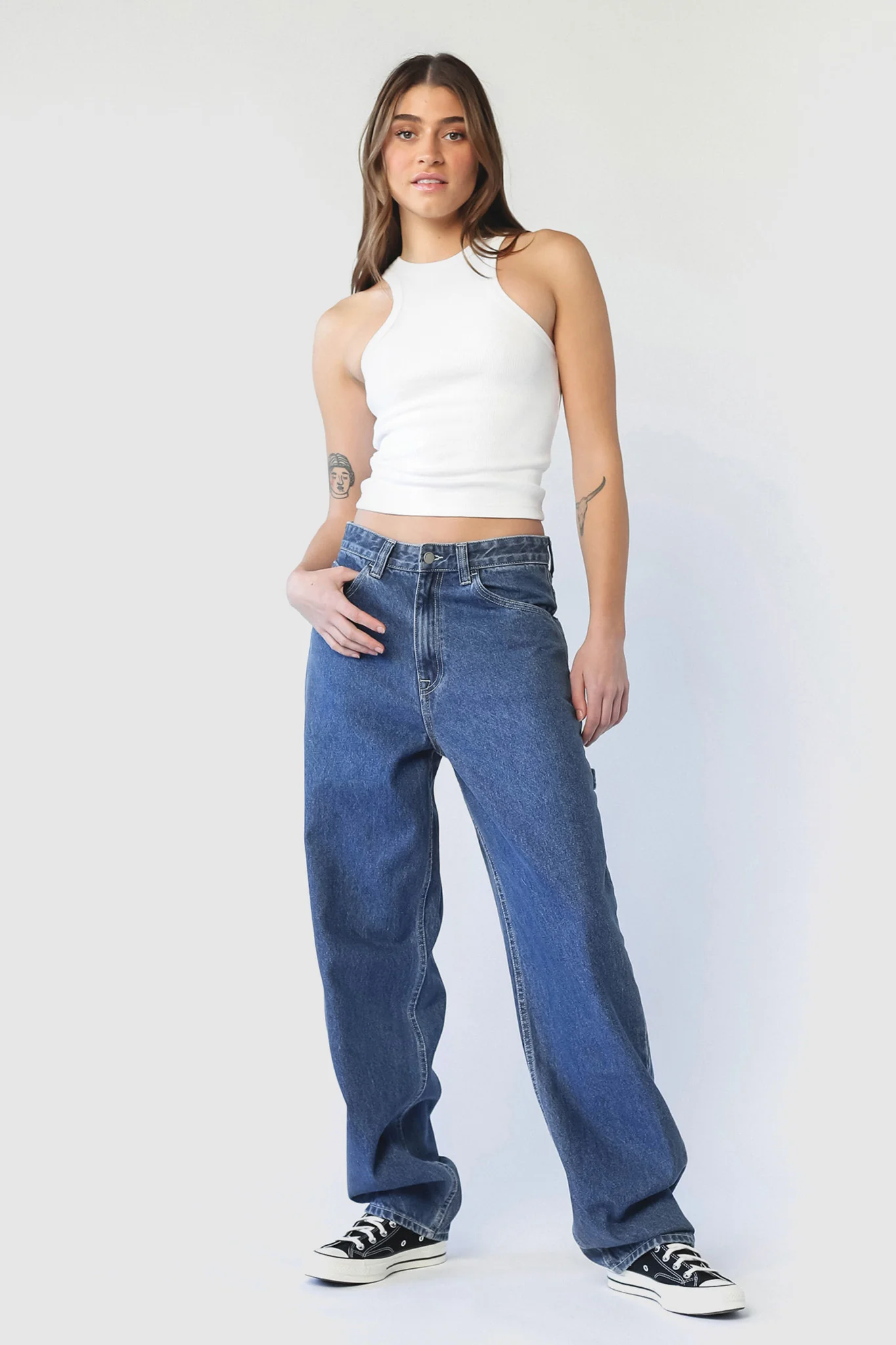 DR DENIM Faye Worker Pebble Mid Stone