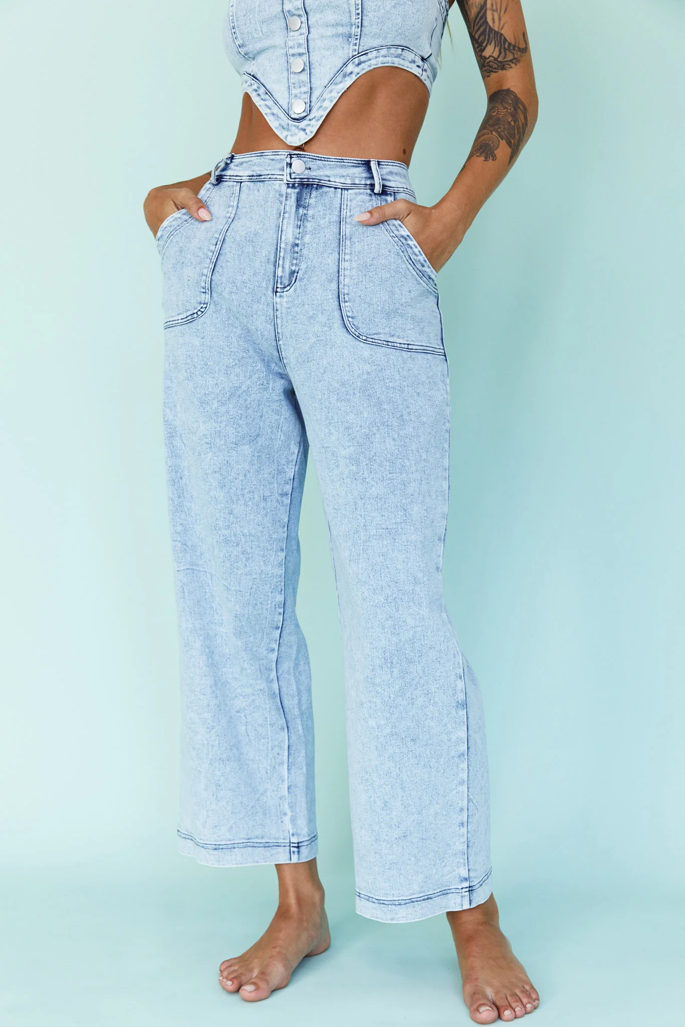 Uptown Wide Leg Pants Denim