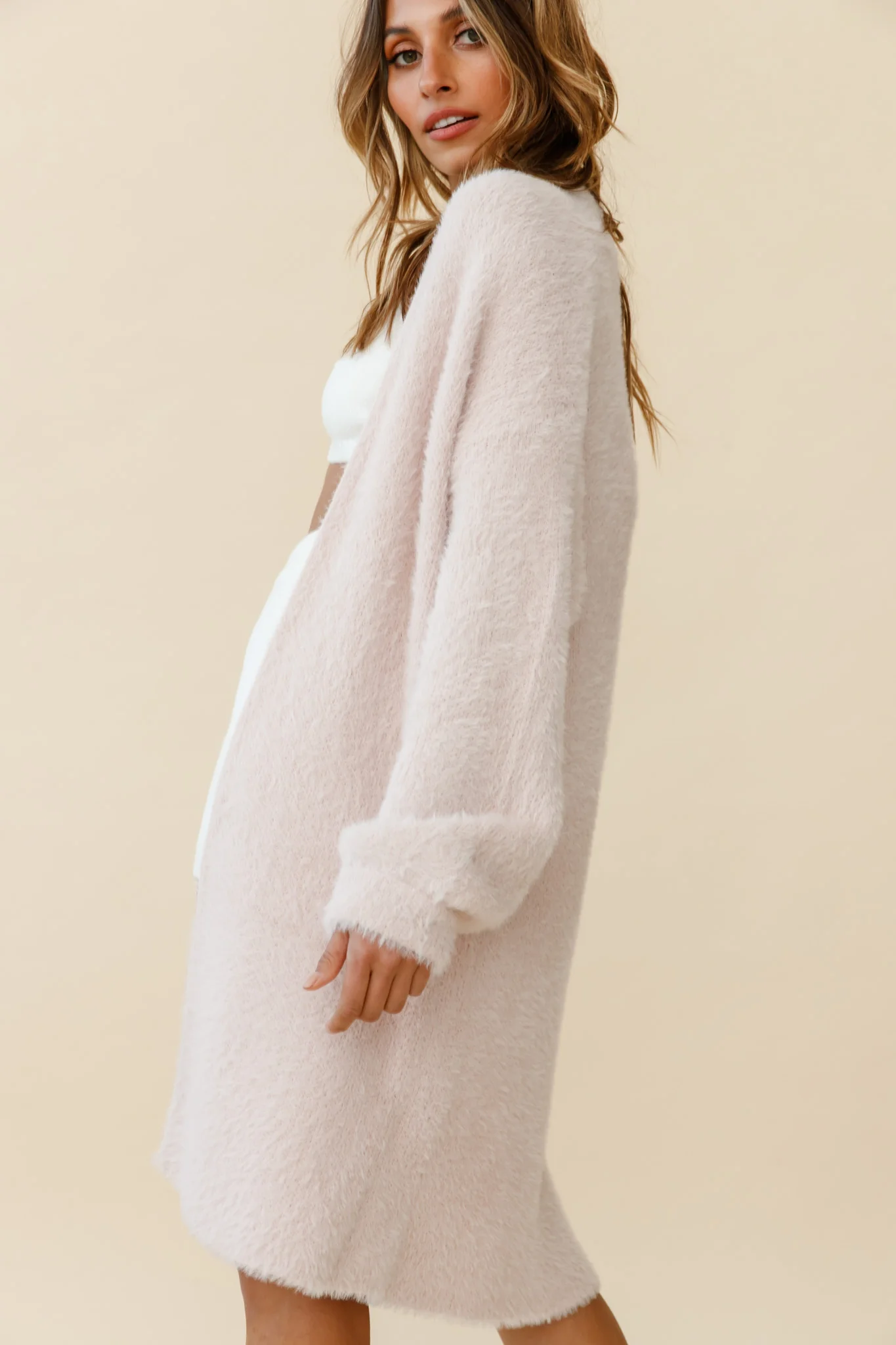 Hold The Phone Long Sleeve Duster Cardigan Pink