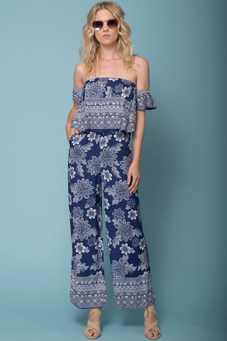 Clover Boho Floral Print Jumpsuit