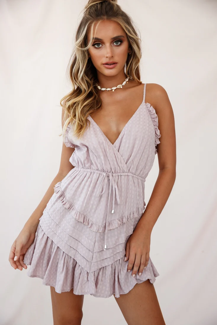 Willah Pintuck And Frill Detail Drawstring Dress Mauve