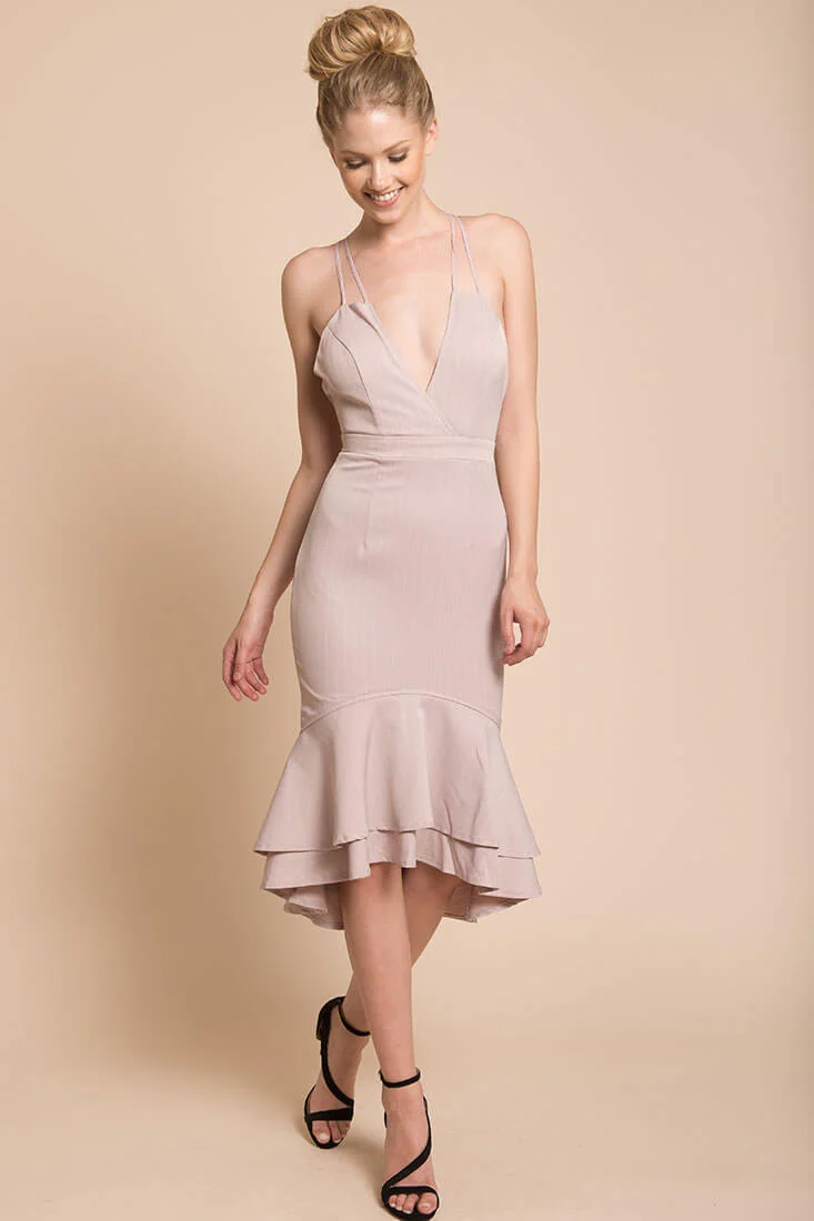 Avery Thin Strap Wedding Guest Dress Blush