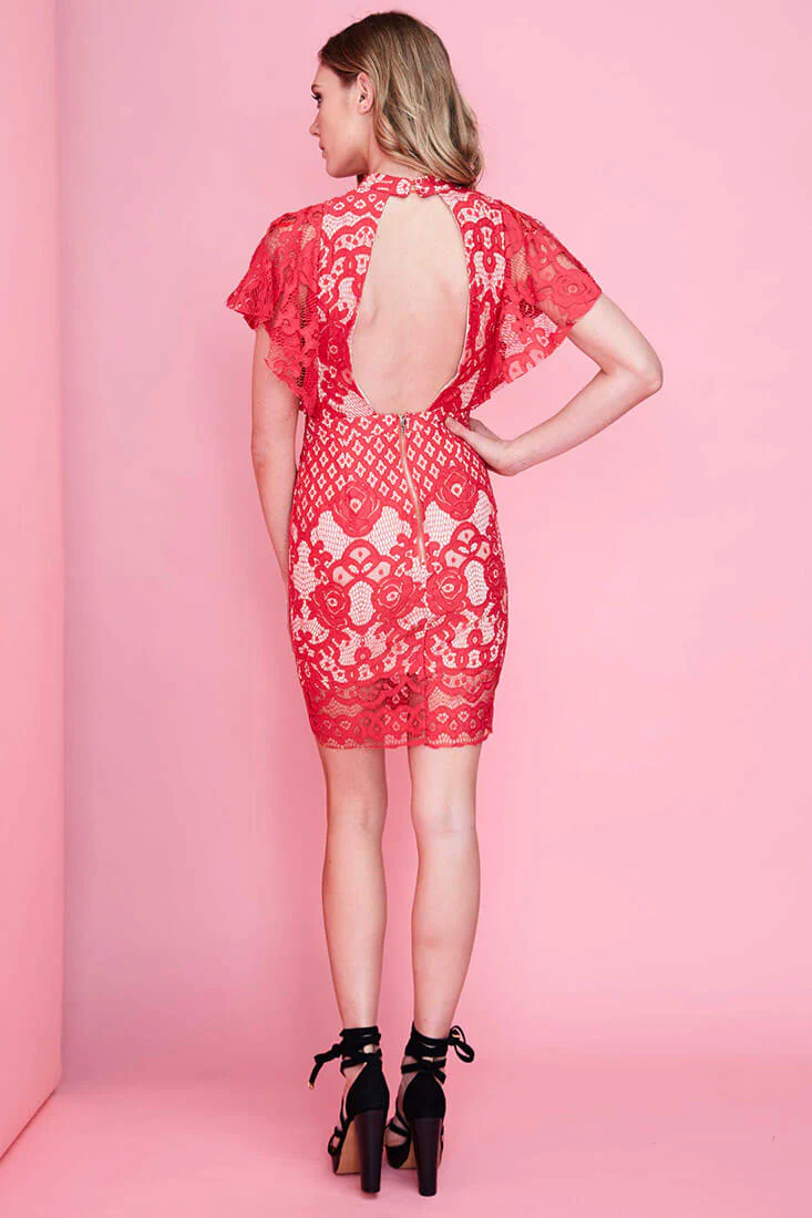 Vesper Lace Mini Dress Red