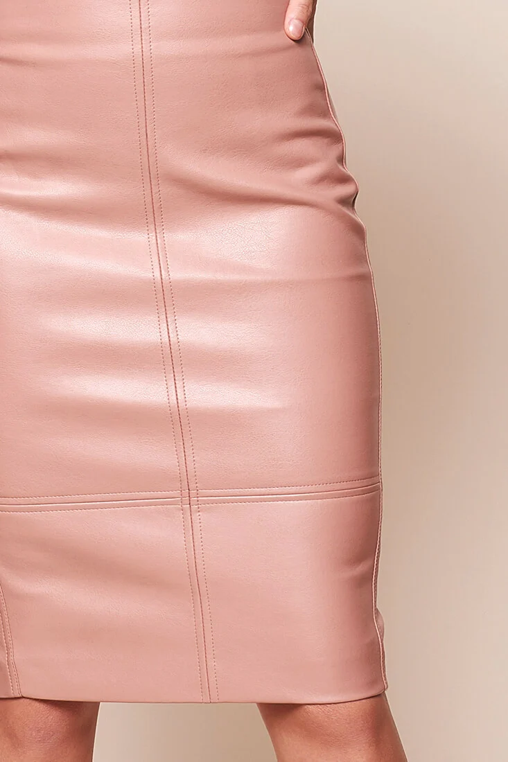 Noreiga Vegan Leather Mid-Length Skirt Blush