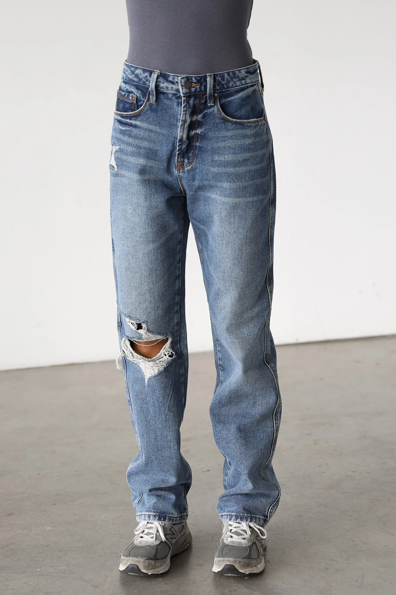 DOGMA High Rise Straight Leg Denim Jeans Dark Wash
