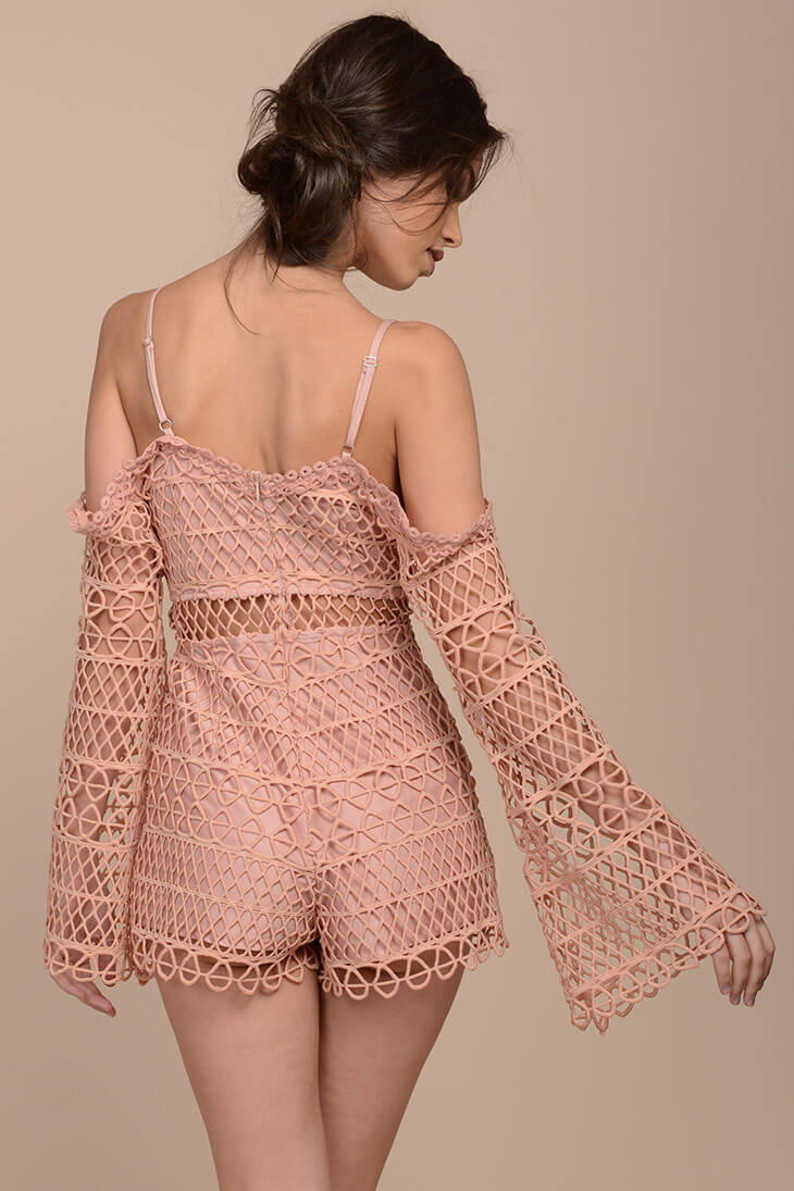Caylee Sexy Crochet Romper Blush