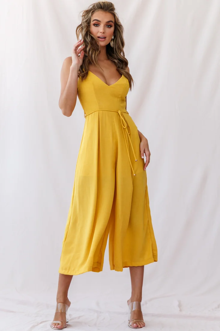Brighton Low Back Wide Leg Jumpsuit Mustard