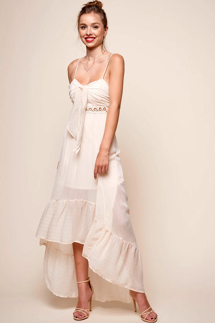 Riviera High-Low Hem Dress Beige