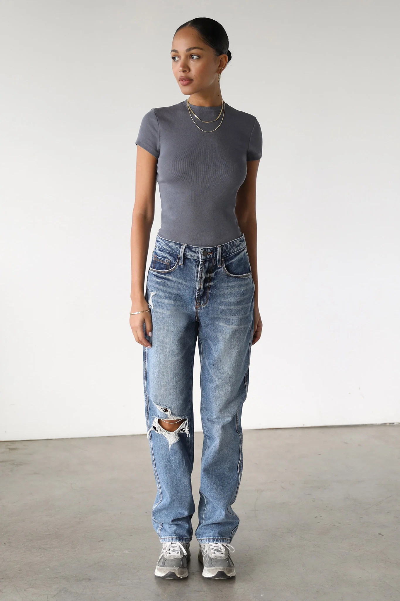 DOGMA High Rise Straight Leg Denim Jeans Dark Wash