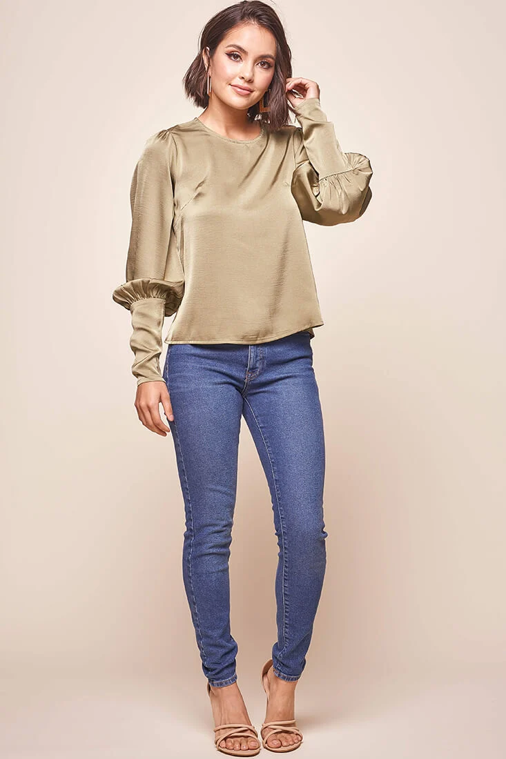 Westminster Leg-of-Mutton Sleeve Blouse Olive