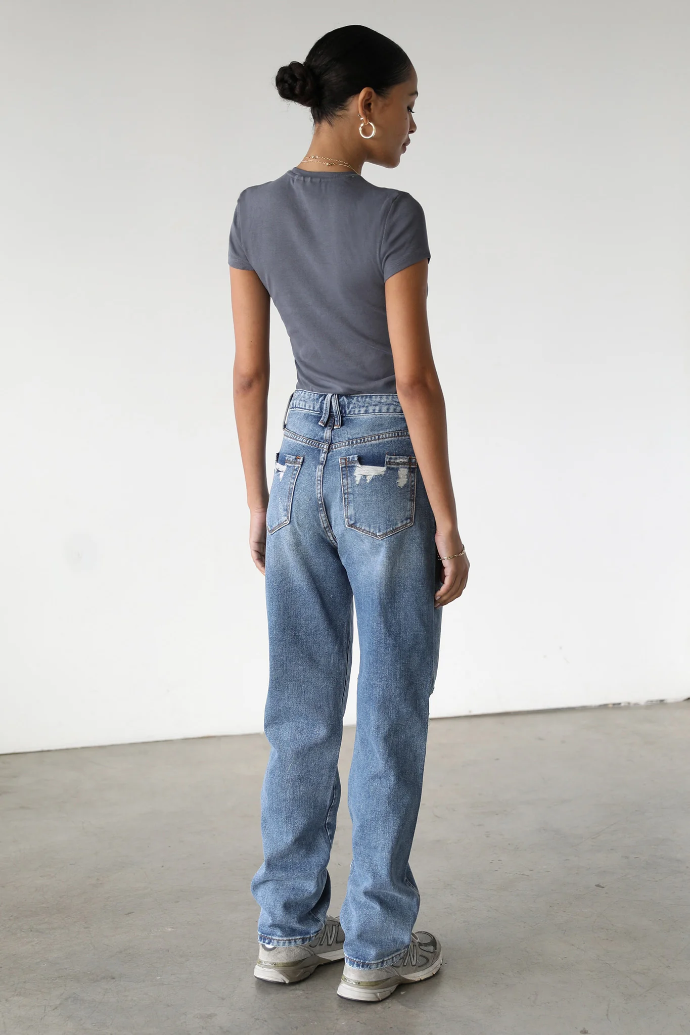 DOGMA High Rise Straight Leg Denim Jeans Dark Wash