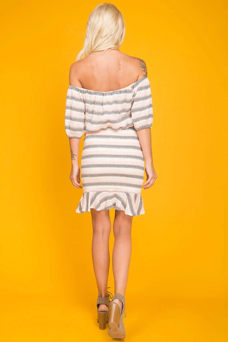 Ellie Tube Top Striped Top Grey & Pink