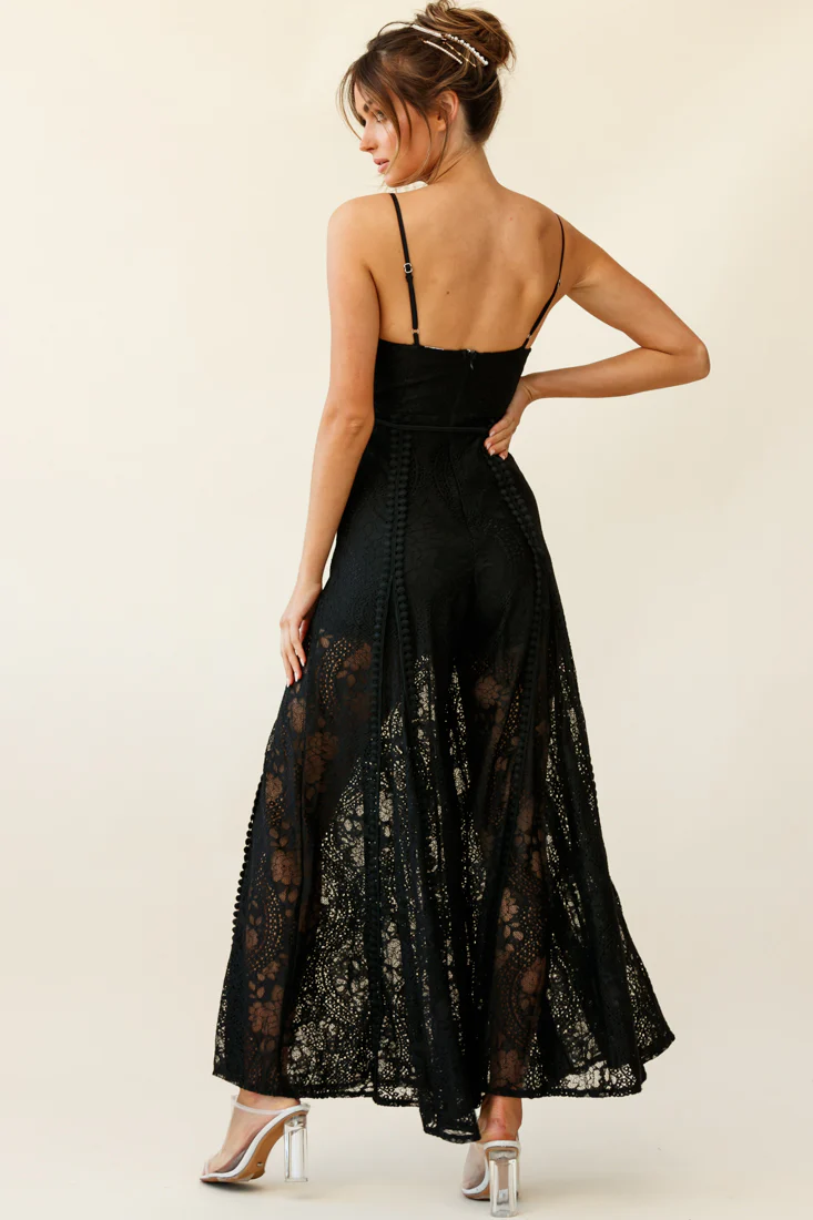 Palm Springs Lace Jumpsuit Black