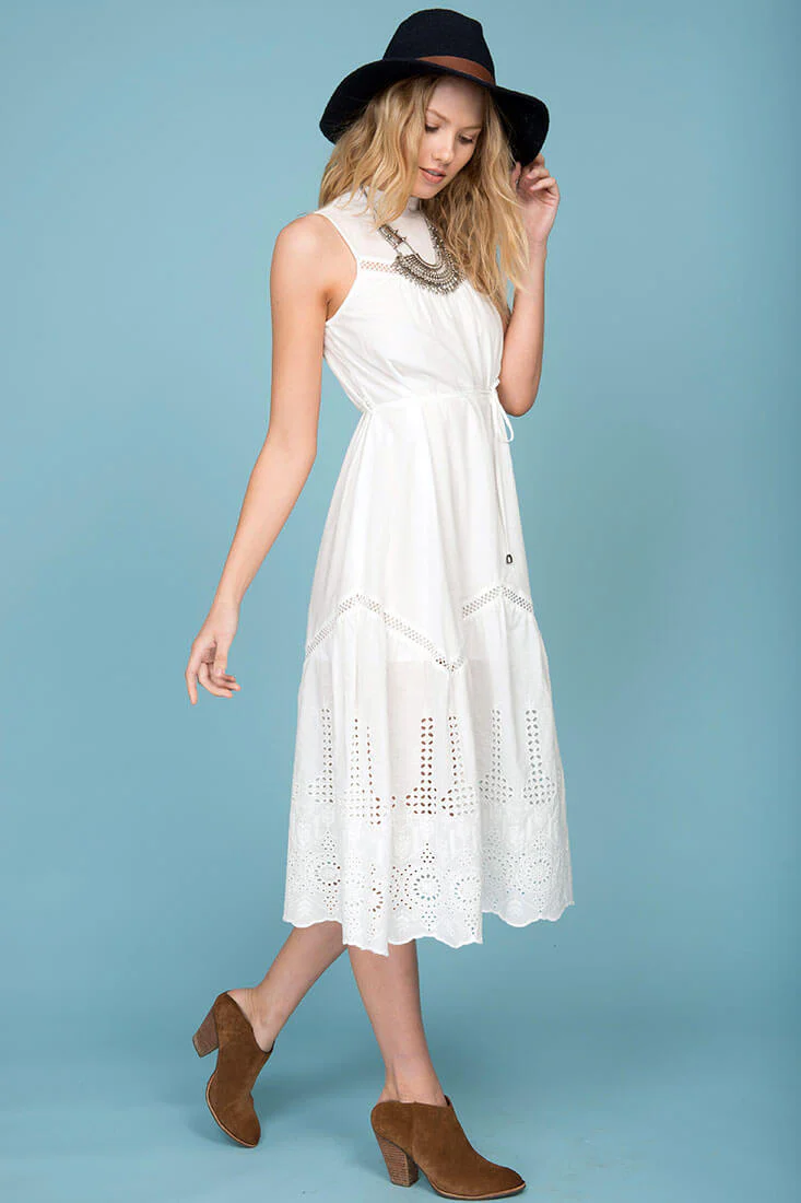 Bentley Chic Summer Midi Dress White