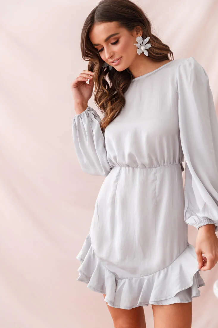 Sydney Double Bow Back Dress Silver