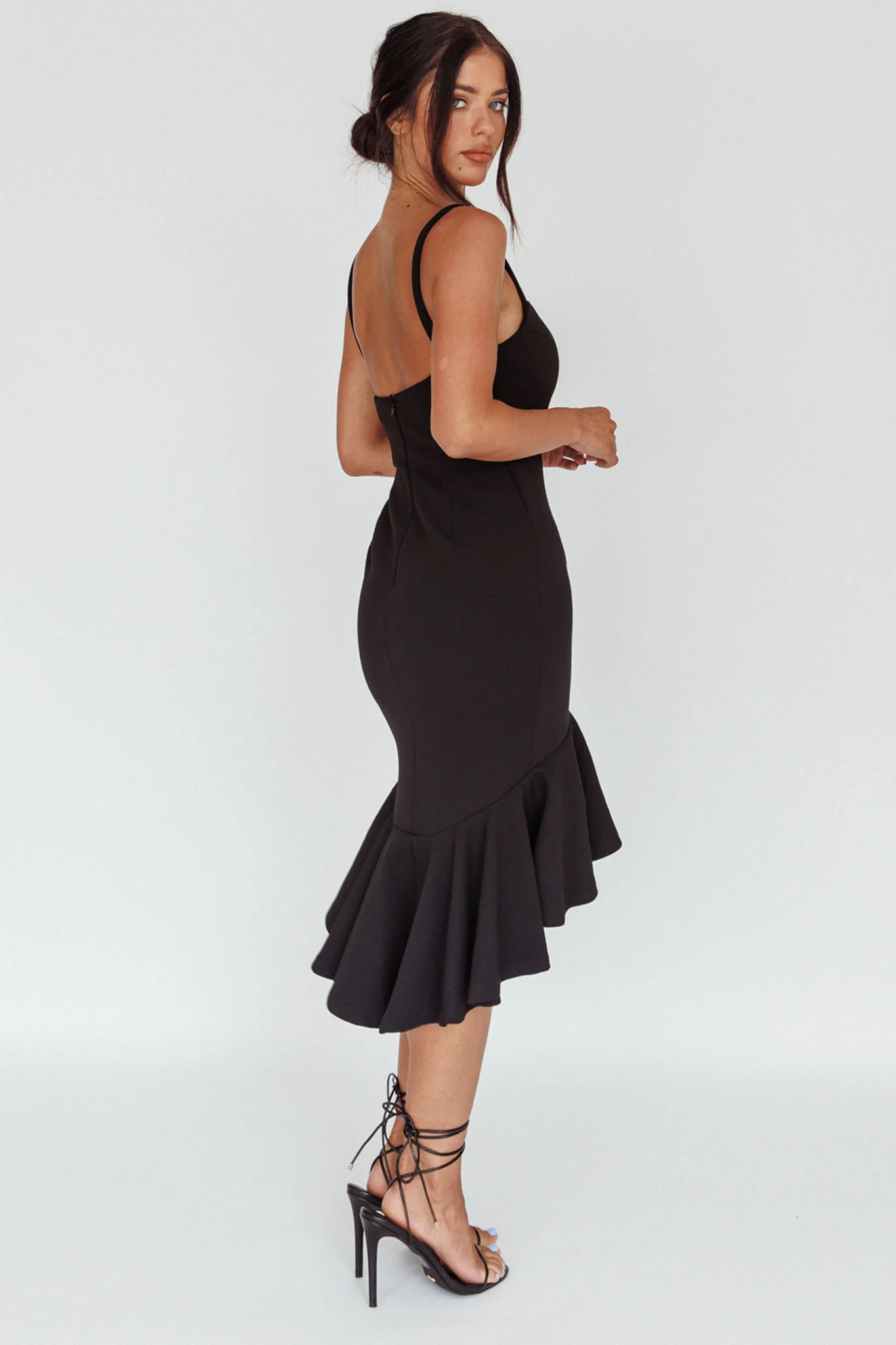 Cartagena High-Low Asymmetric Salsa Dress Black