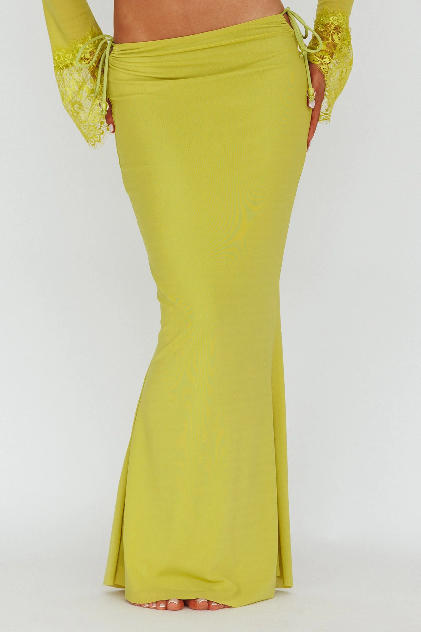 Rana String Tie Side Midi Skirt Apple