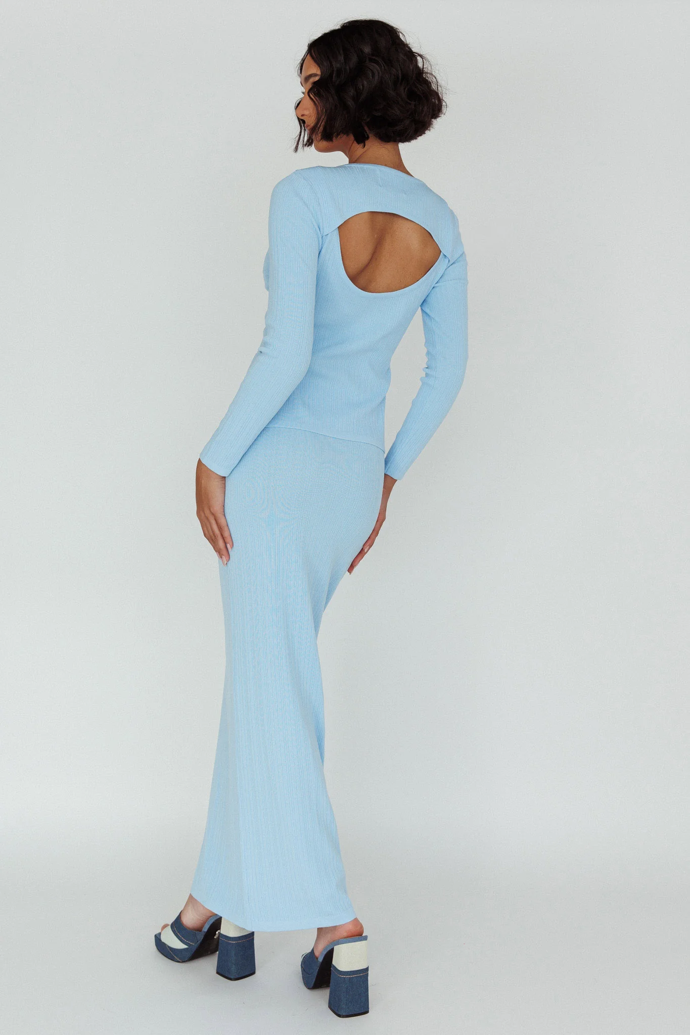 Rossana Knit Maxi Skirt Blue