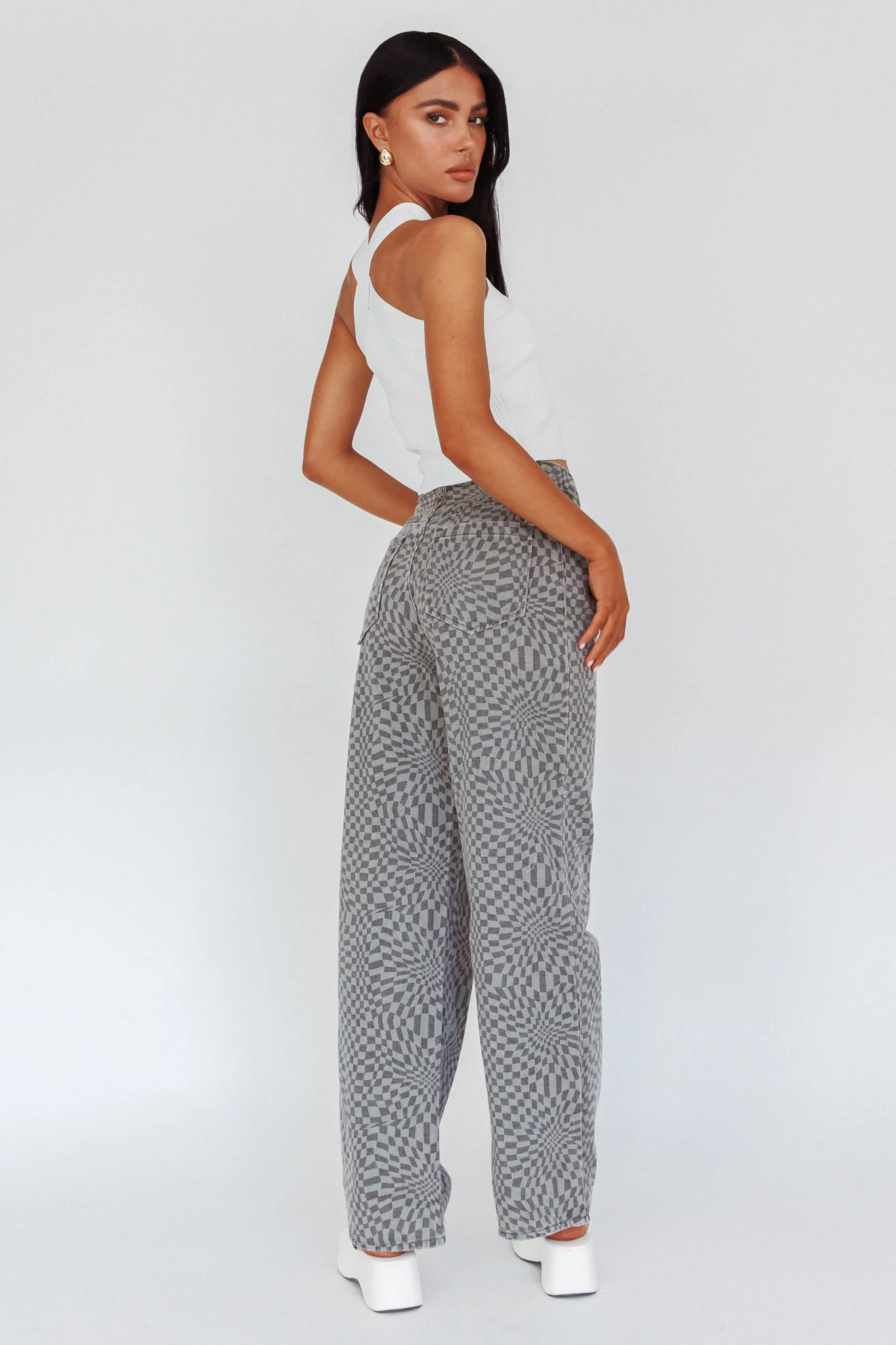 Renegade Printed Denim Pants Charcoal