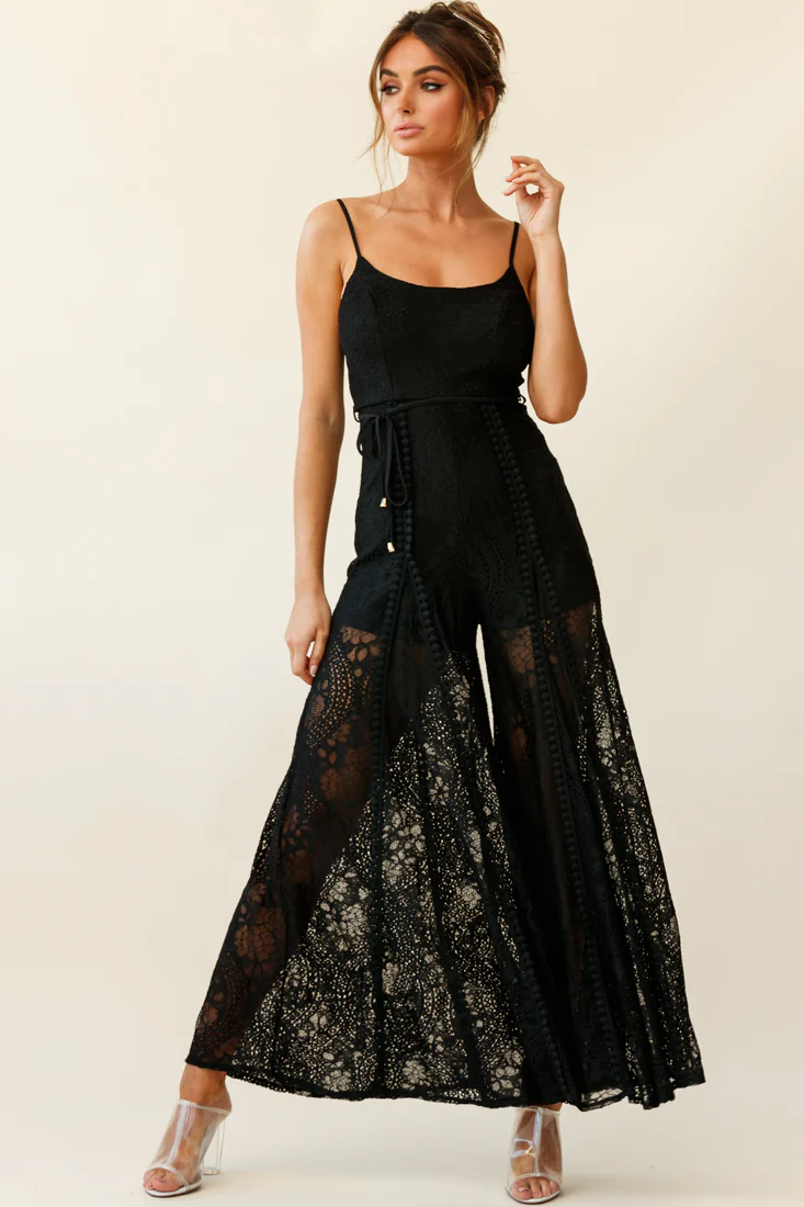 Palm Springs Lace Jumpsuit Black
