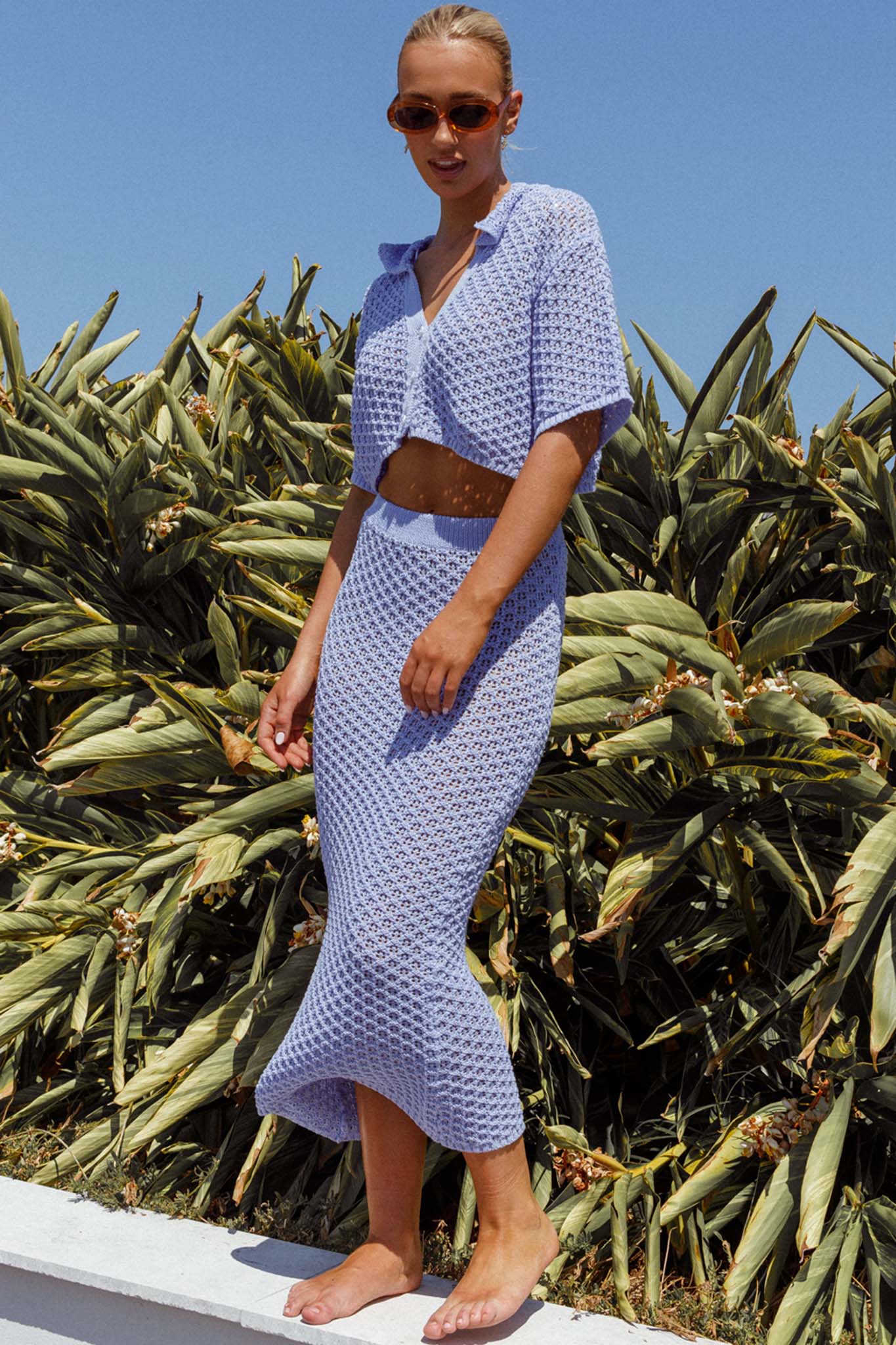 Summer Sunset Crochet Maxi Skirt Lavender